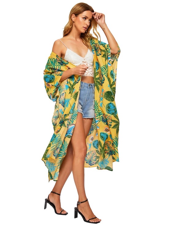 Other - 🌸Yellow Floral Kimono Cover-Up